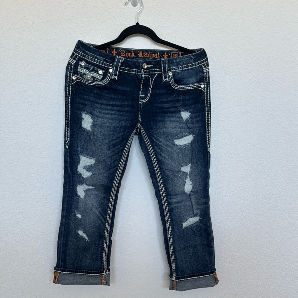 Rock Revivals Distressed Crop Jeans